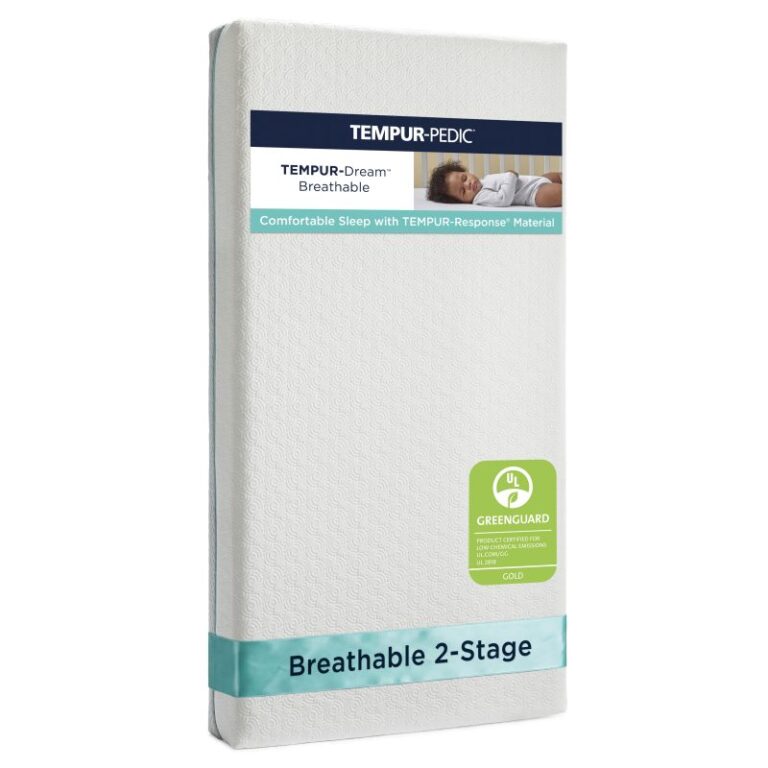 TEMPUR-Dream 2-Stage Crib Mattress TEMPUR-Response Memory Foam CozyFresh waterproof cover GREENGUARD Gold CertiPUR-US 12 lbs